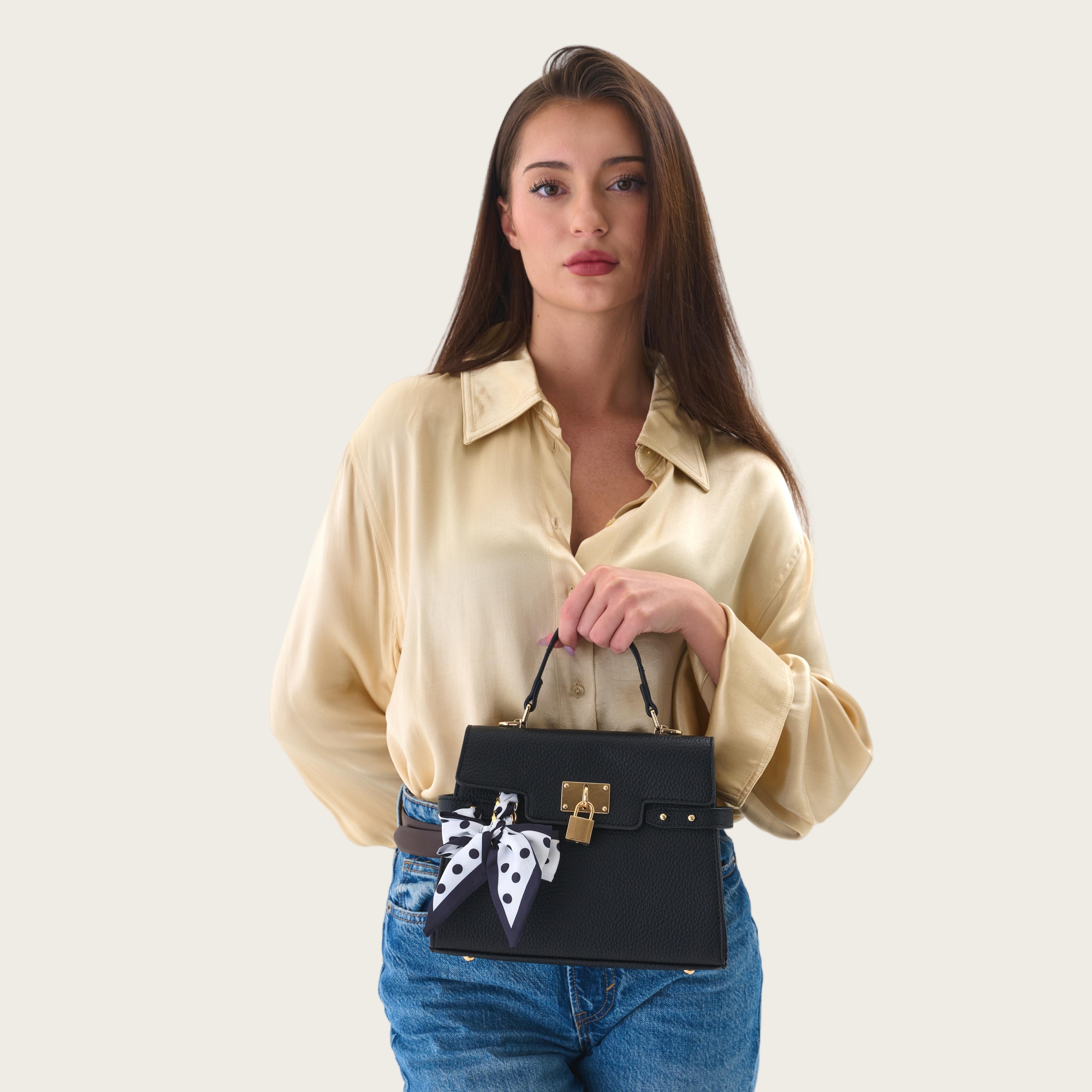 Elegant Bow Bag Charm – Floral Scarf Keychain with Gold Chain Accent, Stylish Purse Accessory for Women & Girls