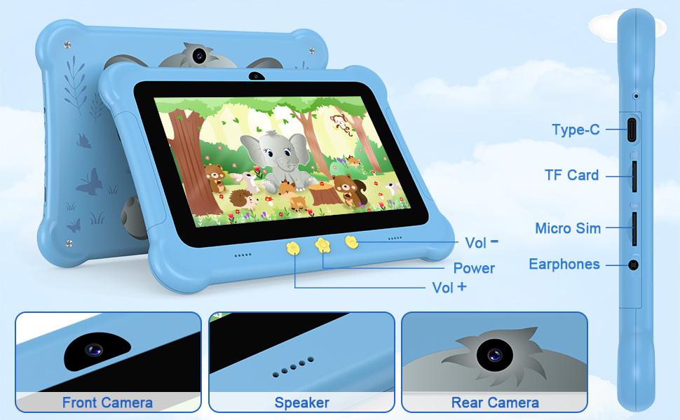 Redbeat B1 Kids Tablet: 6GB (2+4)RAM + 32GBROM expandable to 1 TB, built-in stand, 3G network, parental controls, 5G Wifi, eye health mode, drop-resistant design.for New Year, birthdays,or holidays, Gifts.pritom teléfono Cellphone Smartphone