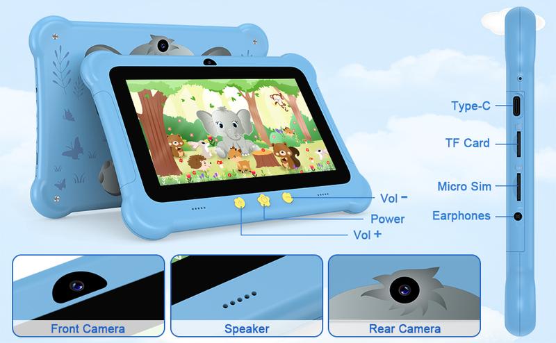 Redbeat B1 Kids Tablet: 6GB (2+4)RAM + 32GBROM expandable to 1 TB, built-in stand, 3G network, parental controls, 5G Wifi, eye health mode, drop-resistant design.for New Year, birthdays,or holidays, Gifts.pritom teléfono Cellphone Smartphone