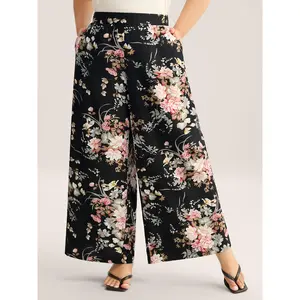 【Summer Turn-Up】【Wide Leg】BlOOMCHIC Plus Size Floral Print Pockets Wide-Leg Pants [M-6X] 2026 Summer Pick for Mother's Day