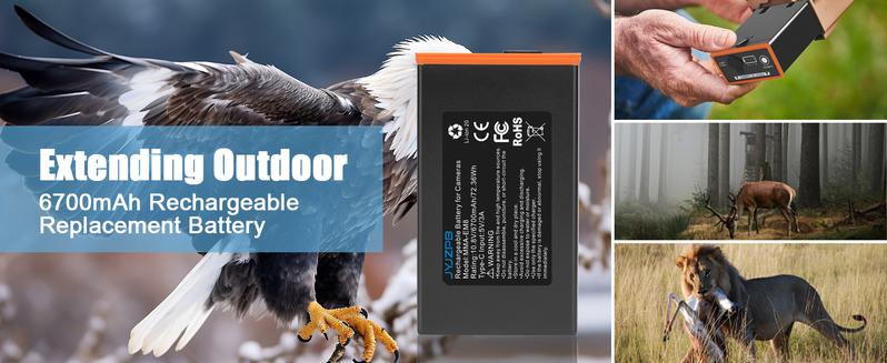 Power Mag 6700mAh Rechargeable Lithium Battery Pack for Moultrie EDGE Series Trail Cameras with USB-C & Solar Panels Charging Port