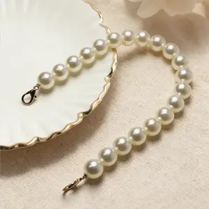 Women's Fashion Solid Color Bag Chain Classic & Pearl Chain Fashionable Daily Accessory for Handbags