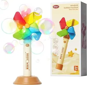 Bubble Machine for Kids, Rechargeable Bubble Wands with LED Music, 3-Mode Windmill Toy for Outdoor Birthday Party Essential, Leakproof Desig, Fun Gift for Age 3+ Kids