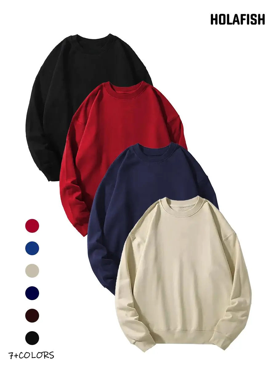 Holafish Unisex Retro Crewneck Sweatshirt, Soft Breathable Long Sleeve Pullover with a Relaxed Fit, Casual Everyday Wear Top