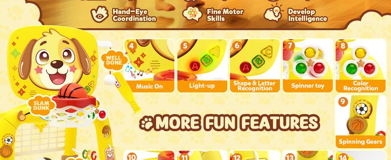 ZERDROFY Christmas Toys for 1 2 3 Years Old Boys Girls, Toddler Interactive Basketball Hoop & Soccer Goal & Baseball Sport Activity Center，Interactive Musical Sports Toys, Valentine’s Day Gifts for Her