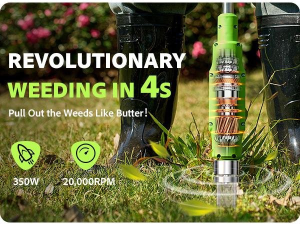 【Flash sale】Electric Weed Puller Tool 21V Battery Powered 2pcs 2000mAh, Heavy Duty 3-Claw Steel Root Weeder Stand-Up Remover Picker Grabber Popper, for Dandelion Lawn Garden Yard EWP001