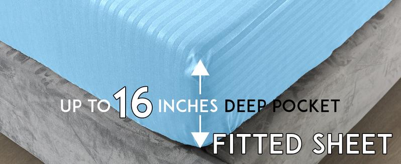 Lux Decor 4 Pc Striped Bed Sheets Set - Upto 16" Deep Pocket Soft Brushed Microfiber Bedding Set with Pillowcases - Fade & Stain Resistant Bedding Accessories - Bedding Supplies - Decorative Bedsheet - Bedding Supplies - All Season Bed Sheet Sets Lux Decor 4 Pc Striped Bed Sheets Set - Upto 16" Deep Pocket Soft Brushed Microfiber Bedding Set with Pillowcases - Fade & Stain Resistant Bedding Accessories - Bedding Supplies - Decorative Bedsheet - Bedding Supplies - All Season Bed Sheet Sets