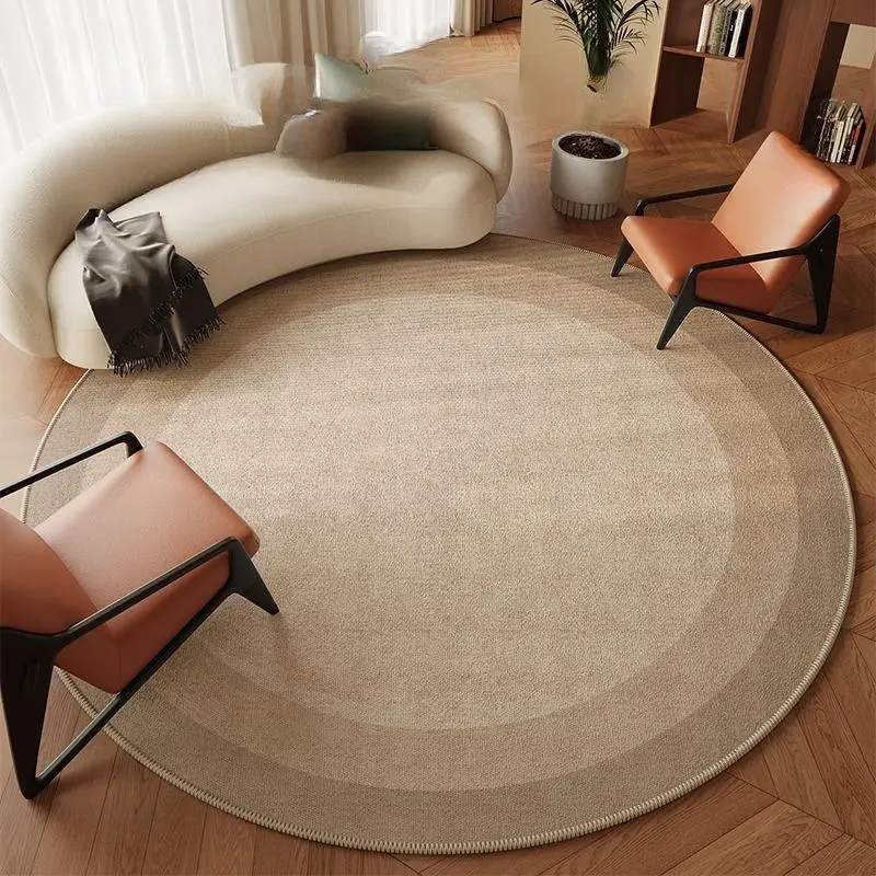 Round Decorative Living Room Carpet, Minimalist Solid Rug, 1 Count Modern Foldable Machine Washable Rugs Non-slip Soft Mat, Suitable for Office Swivel Chair Leisure Area Cloakroom Study Room, Home Decor Rug, Modern Indoor Rug