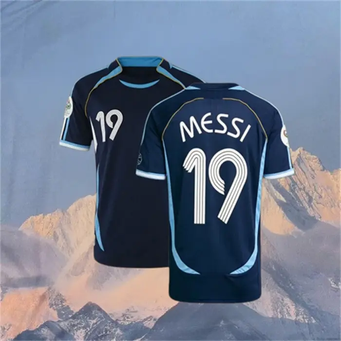 2006 Argentina Away Messi 19# Short sleeve Soccer jersey