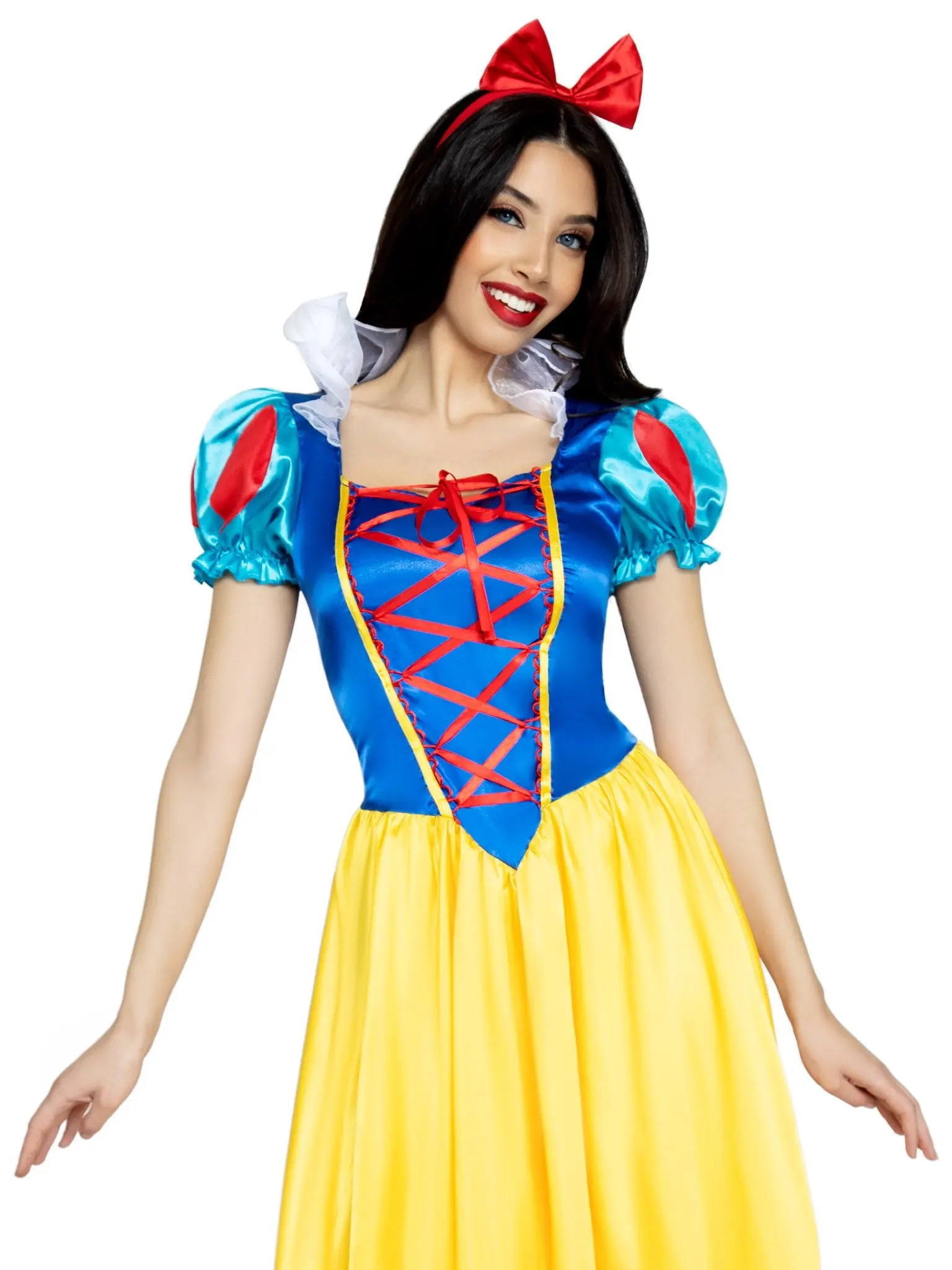 Leg Avenue Women's 2-Piece Snow White Princess Costume, Classic Lace-Up Character Gown with Headband for Halloween & Cosplay, Women's Clothes, Character Design, Hand Wash, Cosplay Gear, Long Gown, Cute, Accessories, Fit, Trick Or Treat, Fairy, Cold Wash O