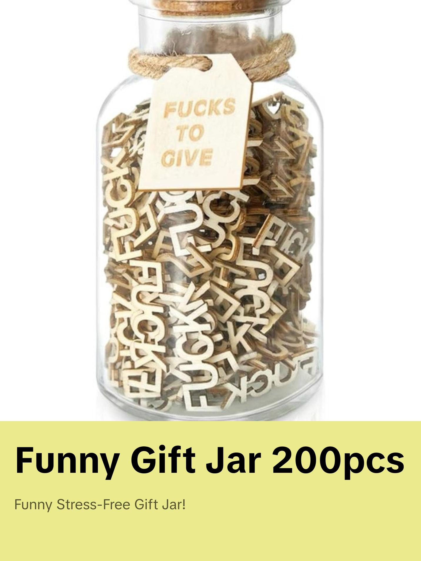 Jar of Fucks Gift Jar 9 OZ,200PCS Fucks to Give for Valentines Day,Fuck Jar Wooden Cutout Letter Funny Gifts for Birthday Day,Holiday,Gift to Friend