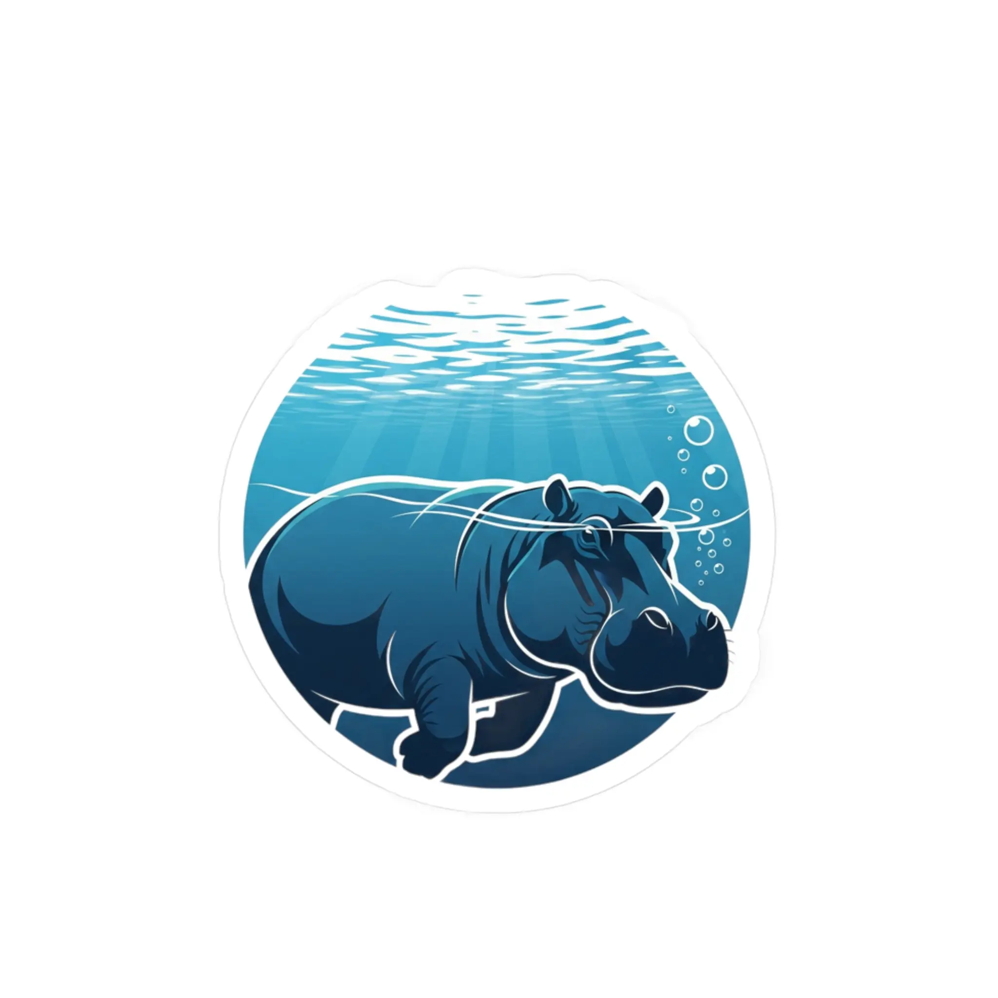 Underwater Hippo Vinyl Sticker Decal, Hippo Kiss-Cut Decal, Cute Animal Vinyl Decal, Laptop Decal, Water Bottle Sticker