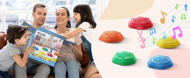 Non-Slip Music & Light Up 5 Pcs Stepping Stones, Encourage Balance, Sensory Stepping Stones, Indoor & Outdoor Play Gift Colorful Fun Soft Design Non-Slip Music & Light Up 5 Pcs Stepping Stones, Encourage Balance, Sensory Stepping Stones, Indoor & Outdoor Play Gift Colorful Fun Soft Design