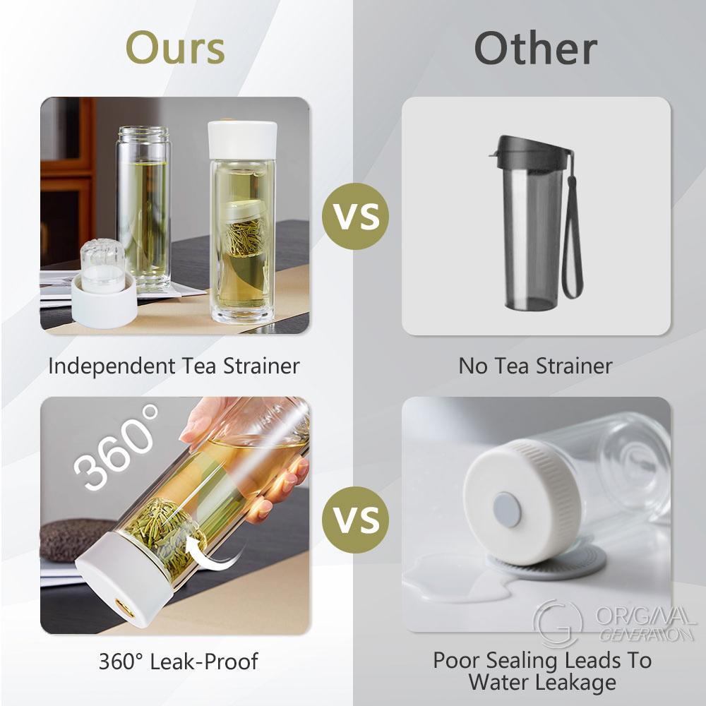 New Magnetic Tea Separator Glass Bottle Double Layer Heat Protection Glass Bottle Double Glass Insulation To Prevent Scalding Bottle