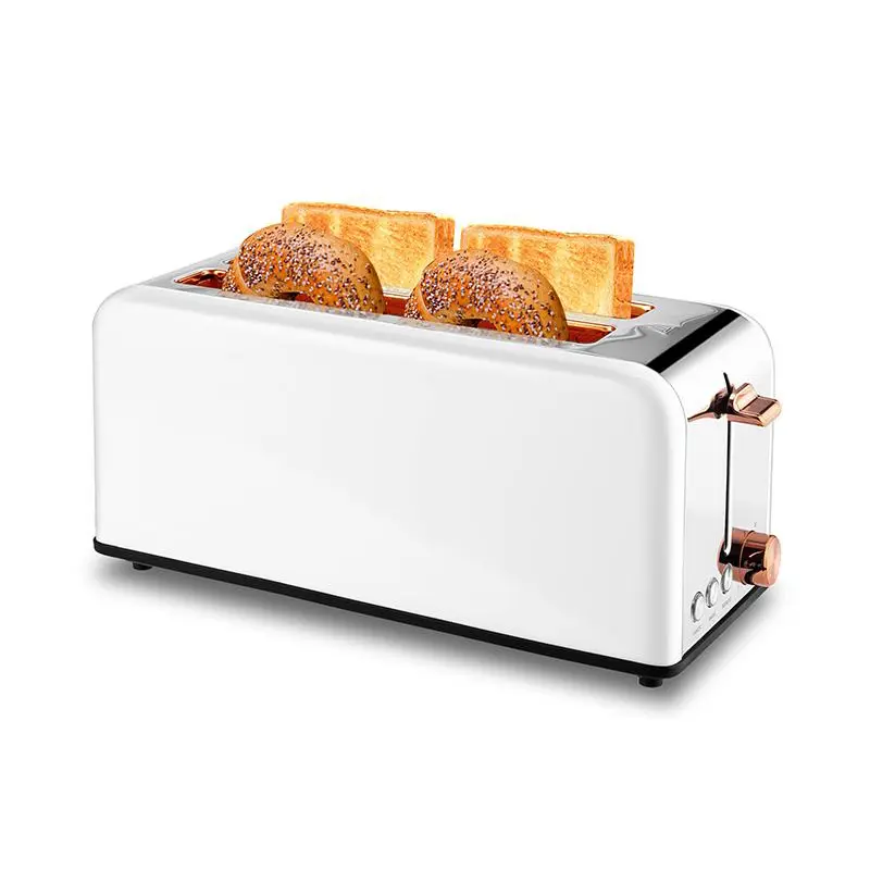 Pukomc 4-Slice Stainless Steel Toaster (WT-8500 Black, 1500W) - 4-slice slots, 10.5" slot for long bread, bagel mode, 6 browning levels, durable kitchen appliance with slide-out tray