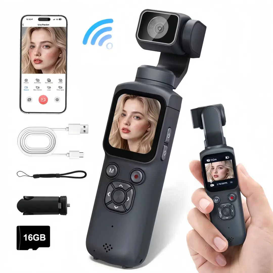 4K Vlogging Camera ,Pocket Camera with 16GB Card,Tripod, AI Face Tracking, 330° Rotating Lens,1.72" TouchScreen,4K Handheld Camera, Video Camcorder, PortableWiFi Vlogging Camera, summerwins,father'sdaygifts