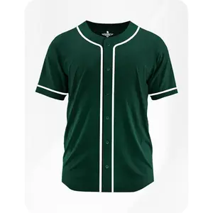 Exxact Sports Blank Baseball Jersey Men, Full Button Down Plain Baseball Jersey, Sports Uniforms Men Women Jersey - (Dark Green) Baseball Jersey for Fans