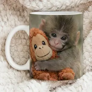 [Sale Up To 50%] Punch The Monkey Ceramic Mug, Viral Panchi-kun Japanese Macaque Cup, Emotional Support Animal Lover Gift, Hang In There Encouragement Mug, 11oz & 15oz ceramic mug