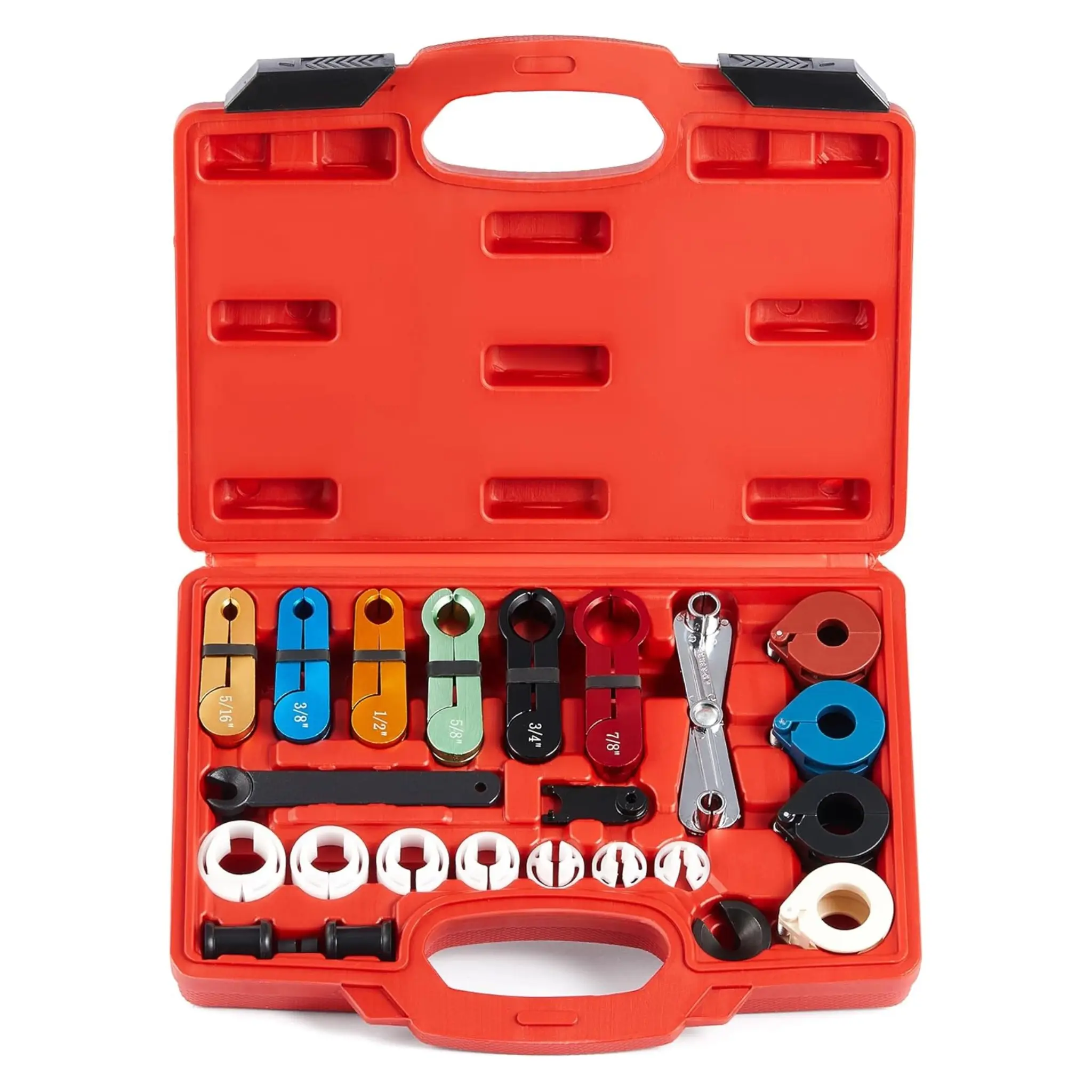 【SpotlightDay】Orion Motor Tech 25pc Line Disconnect Tool Kit,Red/ Blue Master Quick Disconnect Tool Set for A/C Fuel & Transmission Systems,Fuel Line Disconnect Tool for Automotive Maintance Compatible with Ford Chevy GM More,Multifunctional Pipe Clamp