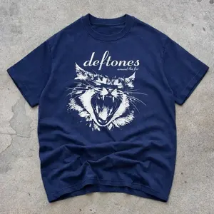 Deftones Around The Fur T-Shirt, Unisex Band Cat Graphic Tee, Short Sleeve Crew Neck T-Shirt, Pull On, Casual, Unisex Cotton T-Shirt, Menswear, Womenswear