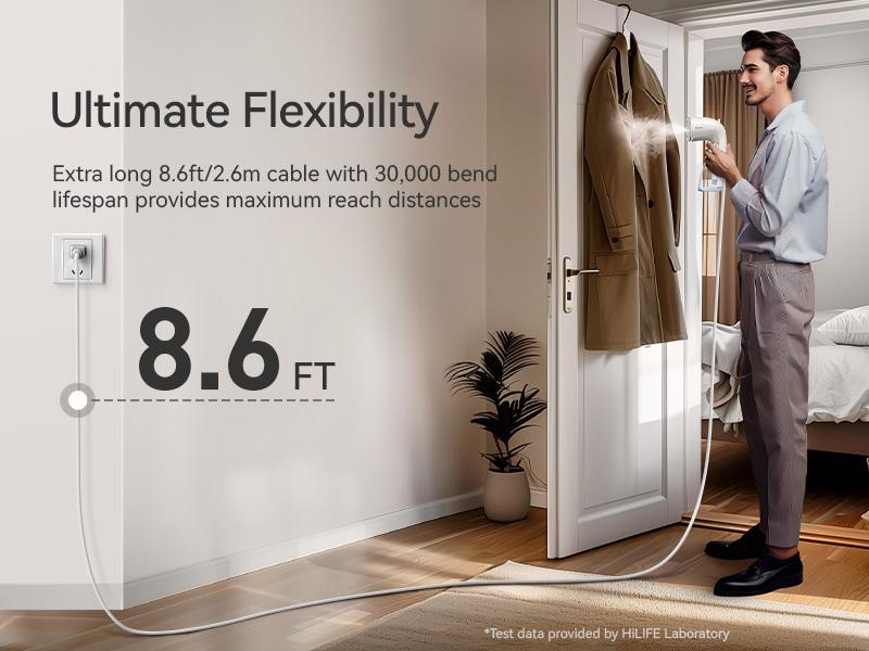 HiLIFE 2024 New Steamer for Clothes,Garment Steamer, Fast Wrinkle Removal,Large Tank, All Fabrics, Easy to Use, Portable Travel rechargeable usb