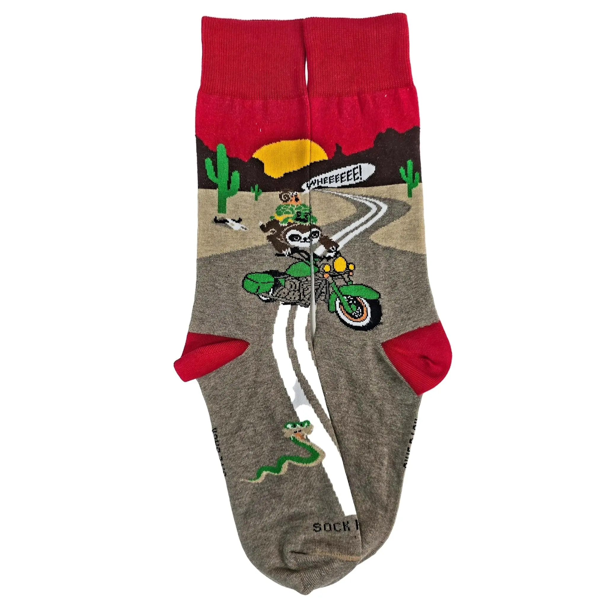 Slow Animals on a Motorcycle Socks from the Sock Panda (Adult Large - Men's Shoe Sizes 8-12) Tropical