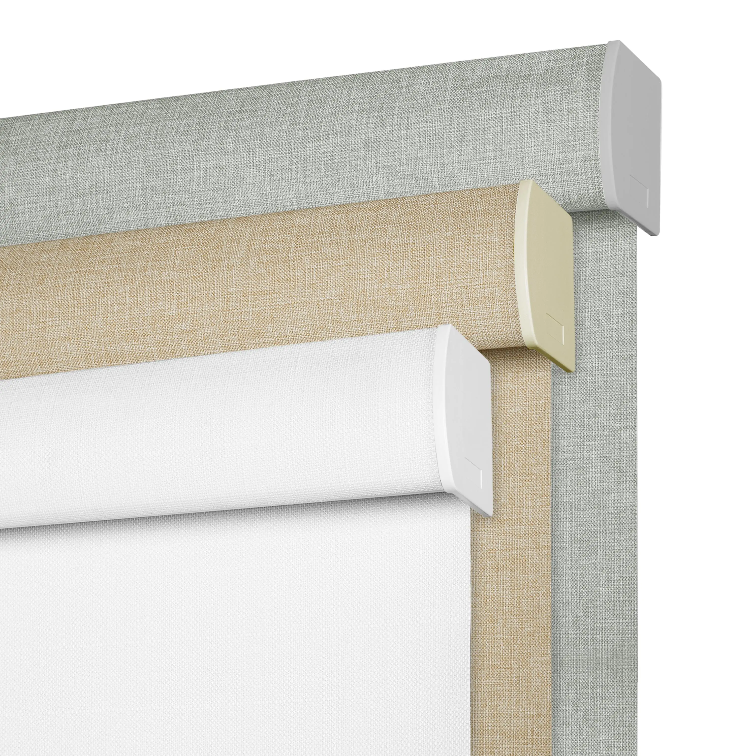 BERISSA Cordless Blackout Roller Shades for Windows,Free-Stop Linen Fabric Windows Blinds with Cassette Valance,Thermal Insulated UV Protection Roller Blinds for Home Office.White/Grey/Fifter White., Minimalist Home Decor