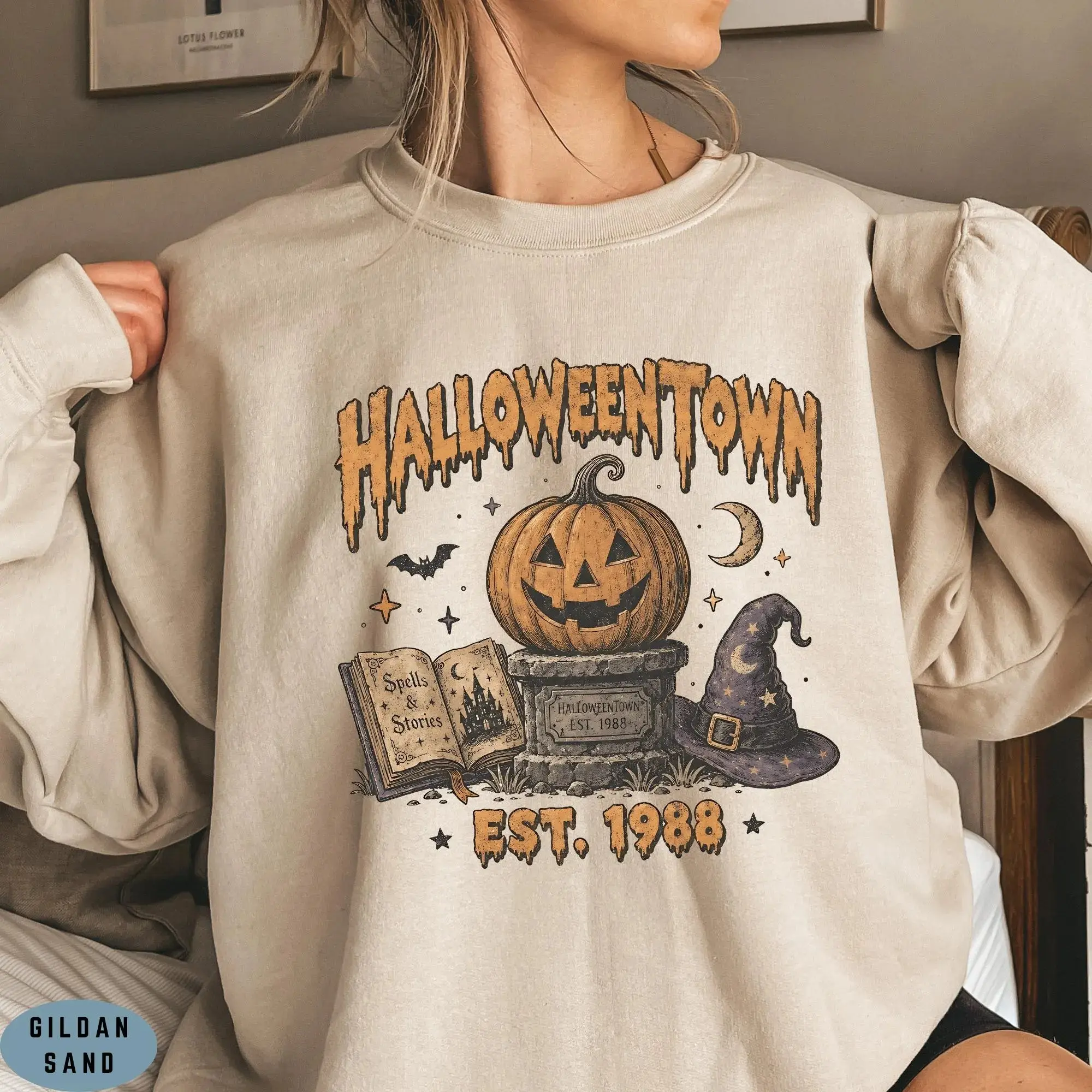 Vintage Halloweentown Est 1988 SweatShirt, Retro Halloween Pumpkin Shirt, Spooky Season Graphic Hoodie, Comfort Colors