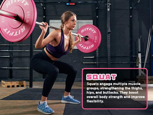 RitFit Pink Weight Plates Olympic Bumper Plates Weight Plates Fit 2" Barbells fitness exercise barbell weight