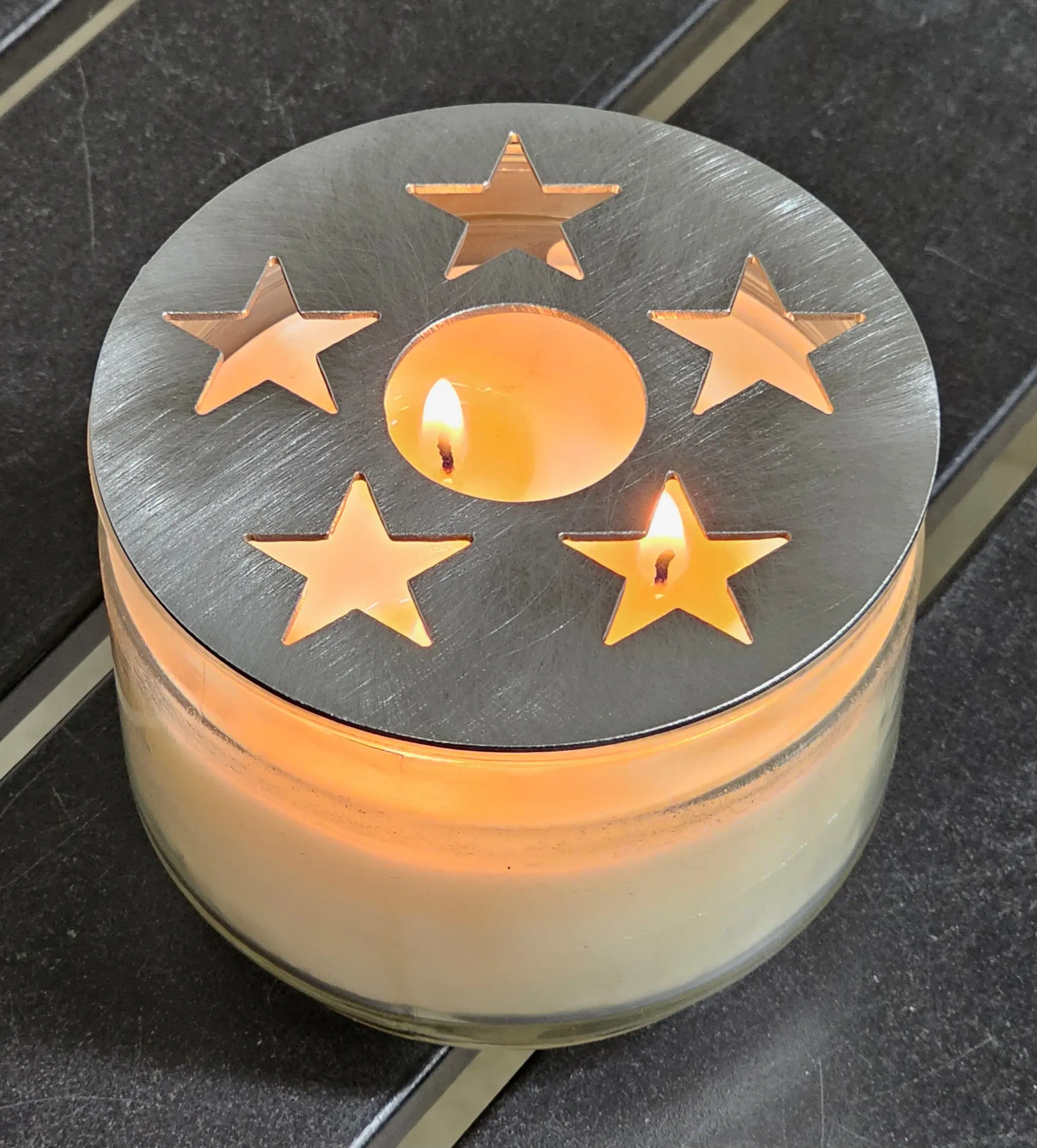 5 Star Candle Topper – Metal Candle Lid for Even Burn – Prevents Tunneling – Decorative Star Jar Candle Cover