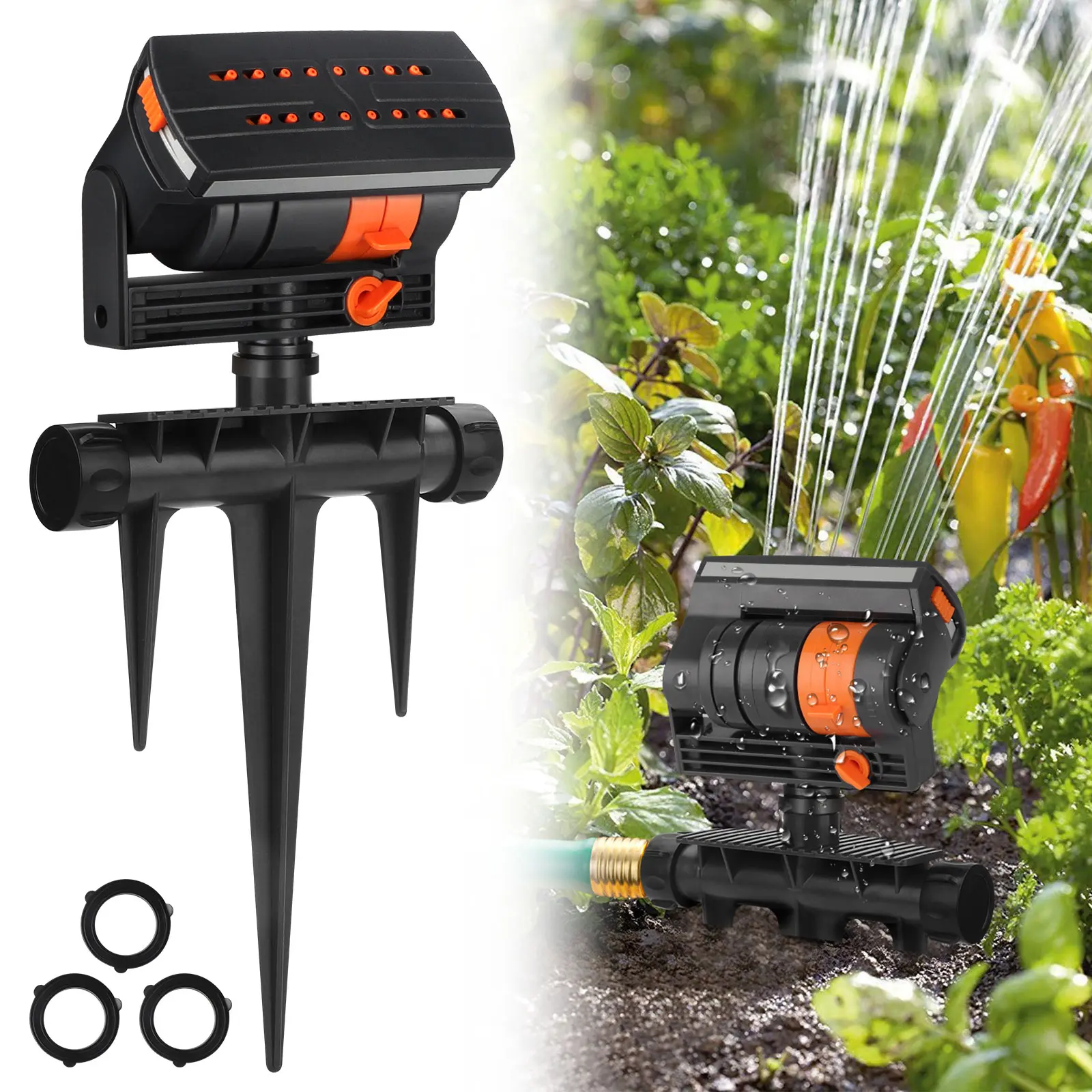 16-Hole Adjustable Oscillating Sprinkler – Quick Connect Lawn Sprinkler for Yard & Garden, Automatic Watering System for Lawn, Patio & Outdoor Irrigation , Watering Systems, Outdoor Garden Accessories