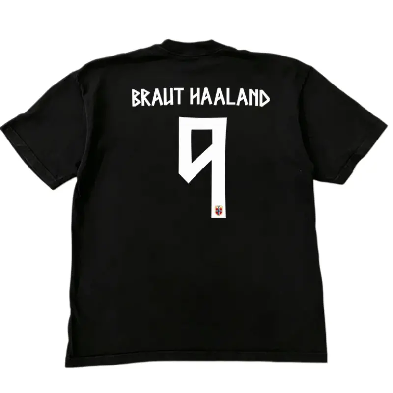 Women's Pure Cotton Minimalist Short-Sleeve T-Shirt - Smooth Garment, Fitted Cut, Back-Print Haaland No.9 Text-Style Trendy Tee; Menswear Version Available
