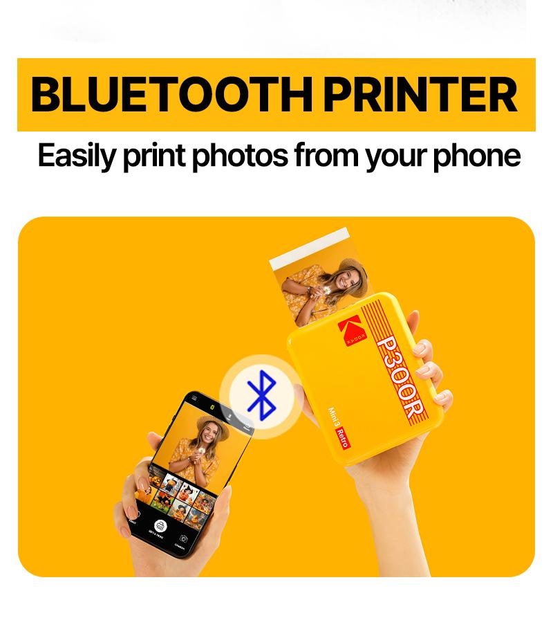 KODAK Mini 3 Retro 4PASS Portable Photo Printer (3x3 inches) 38 sheets Bundle