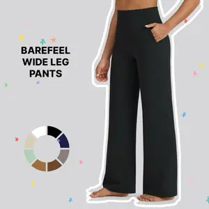 1PCS Black  High Waist Wide Leg Straight Casual Pants For Women, Suitable For Summer,Fall Solid Colors Minimalist Palazzo Style with Pockets for Women's Everyday Wear