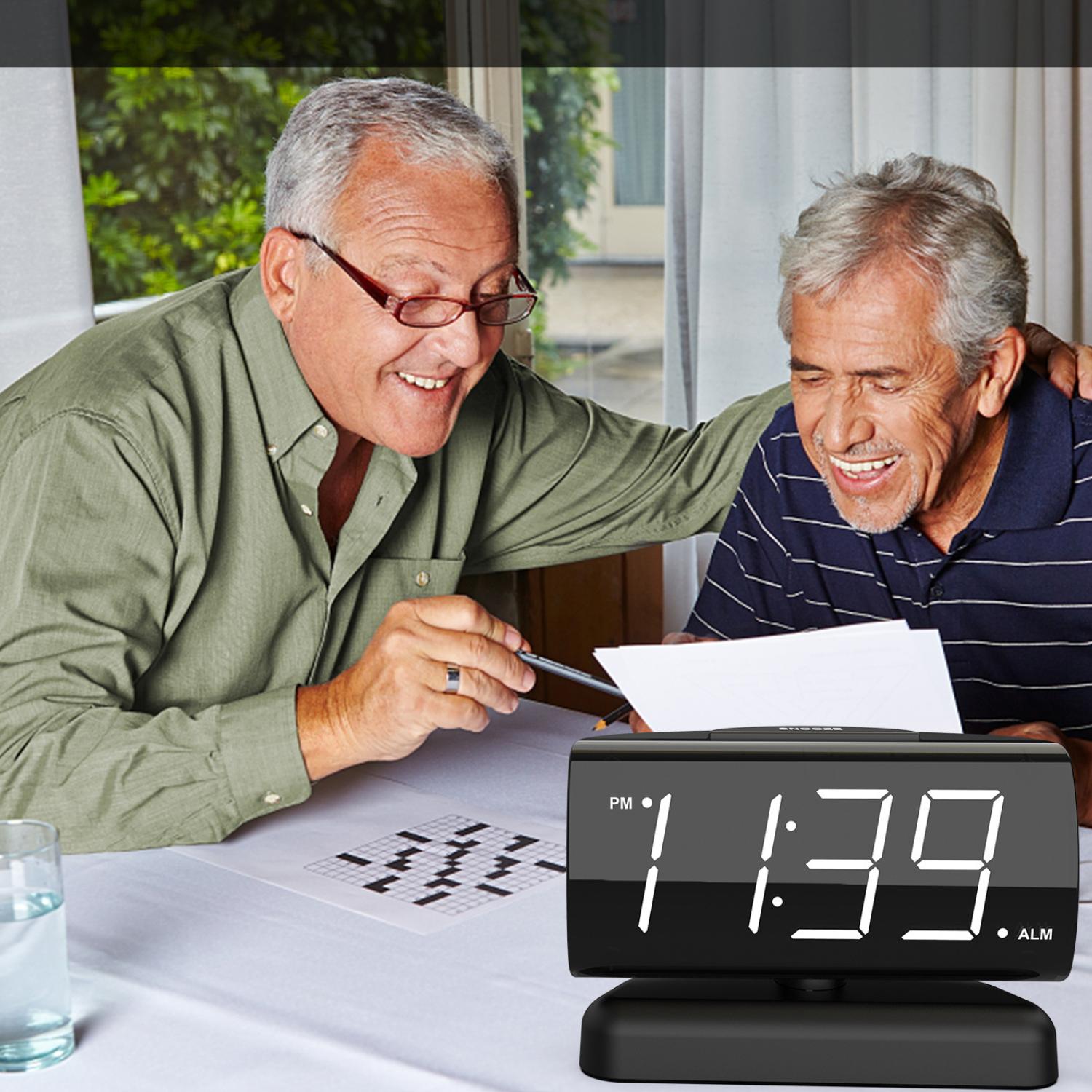 Mini Size Mirror LED Clock Simplicity Colorful Alarm Clocks Ultra Portable Travel Bedroom Bedside Clock 12/24H Display 6.3inches Large Display LED Digital Snooze Time Date Temperature Memory 3 Brightness Adjustable USB/Battery Powered Living Office Desk