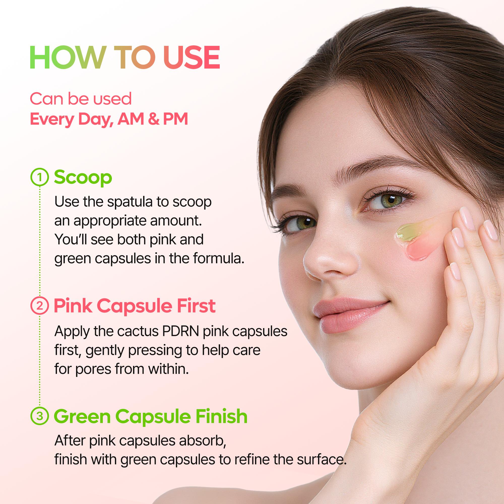 [Dr.Melaxin Official] CACTOX PORE DUAL CAPSULE CREAM with Cactus Cooling Reduce Puffiness & Pore Tightening for Visible Pore Care Skin Repair
