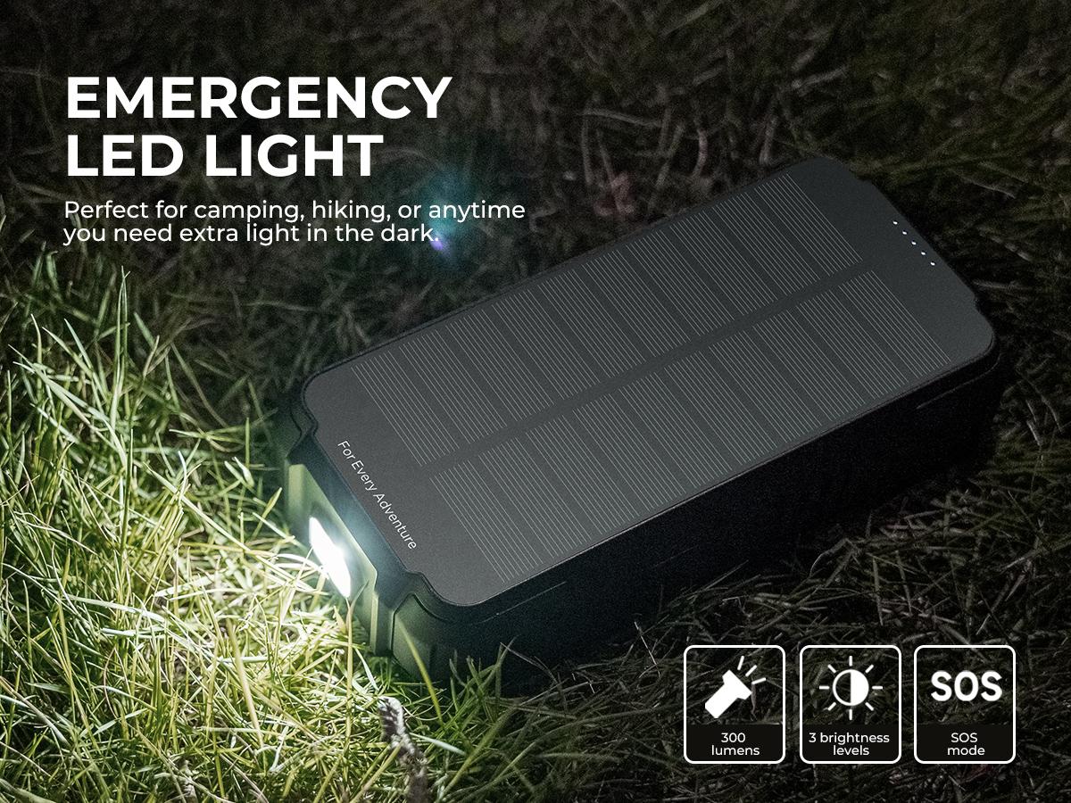 Dexnor 27,000mAh Solar Power Bank Portable Charger, Fast Charging External Battery Pack with LED Flashlight, 3 Ports & Wireless Charging for Phone, Tablets, Laptops for Camping, Travel & Emergency