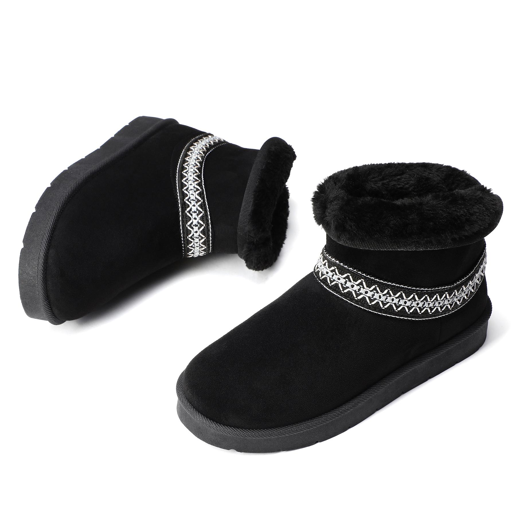 Mysoft Women's Faux Lambswool Bohemian Style Snow Boots, Winter Warm Fur Shoe, Womensfashion Footwear, Comfortable Walking Boots for Women, Ideal Valentine's Day Gift