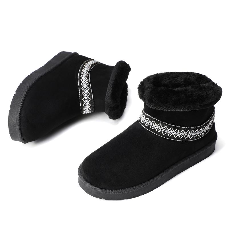 Mysoft Women's Faux Lambswool Bohemian Style Snow Boots, Winter Warm Fur Shoe, Womensfashion Footwear, Comfortable Walking Boots for Women, Ideal Valentine's Day Gift