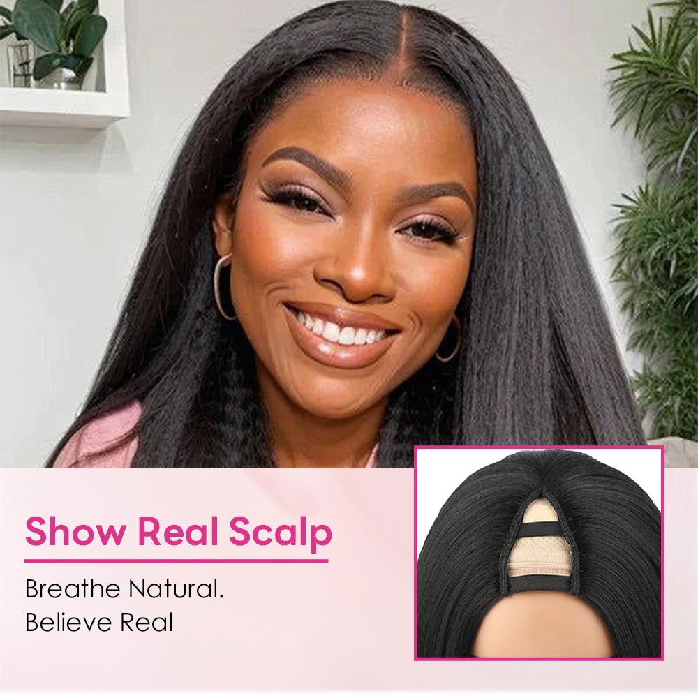 AuvzyHair 24inch V Part Wig Body Wave Glueless Clip In Extensions Thin Part Long Wavy Black Half Wig for Women Synthetic Hair No Leave Out V Part Wigs Beginner Friendly AuvzyHair 24inch V Part Wig Body Wave Glueless Clip In Extensions Thin Part Long Wavy Black Half Wig for Women Synthetic Hair No Leave Out V Part Wigs Beginner Friendly