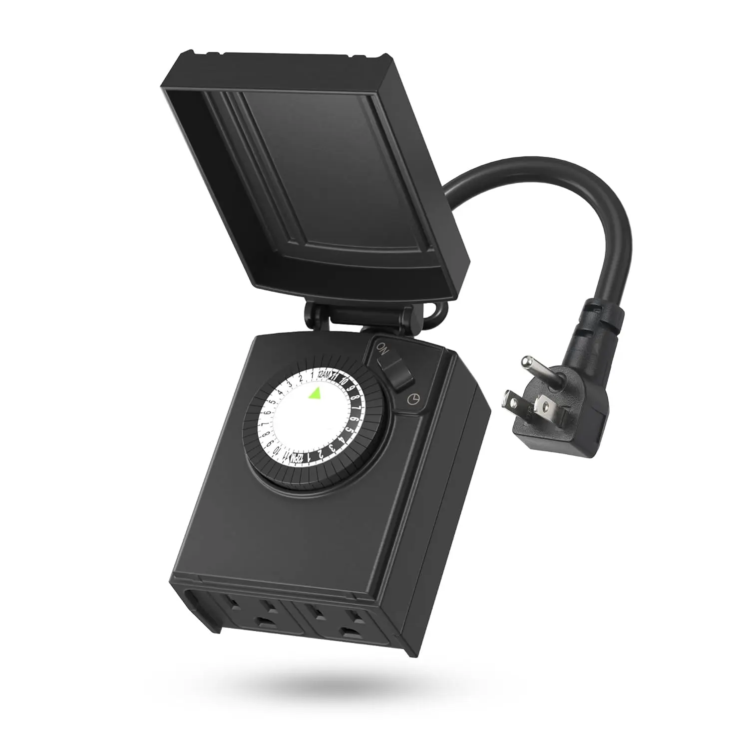 BN-LINK 24-Hour Heavy Duty Mechanical Timer Outlet - Waterproof, Weatherproof, Rotary Dial, 30-Minute Intervals, 2 Grounded Outlets, 15A 1/2HP, 125V, 15A 125V Power, ETL Listed, Universal Socket for Christmas Lights, Yard Lights, Holiday Decorations