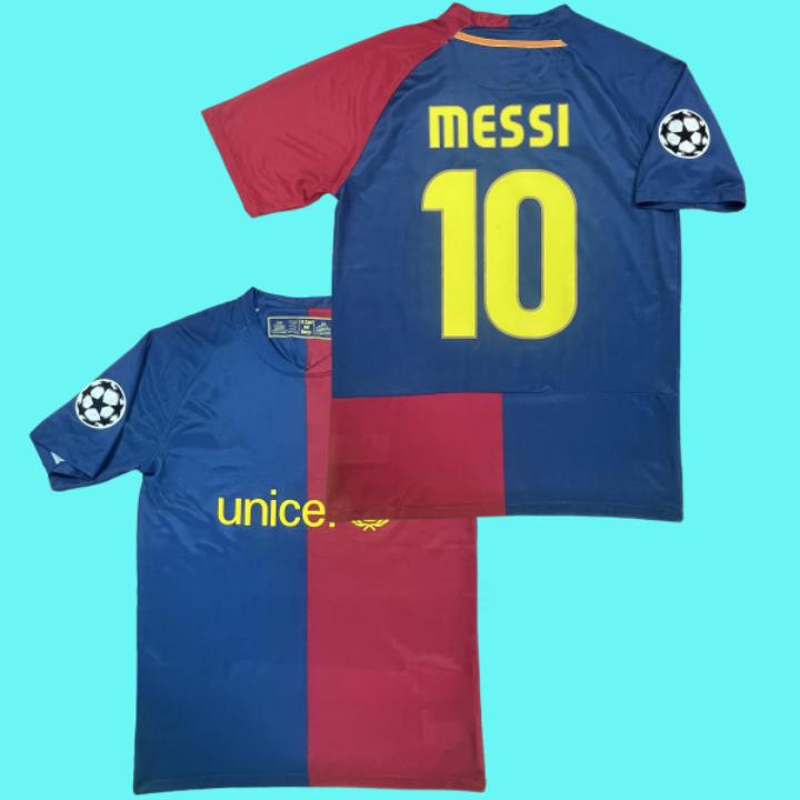 Messi 2009 10 Home Blue Retro No.10 Short Sleeves long sleeved Soccer jerseys top