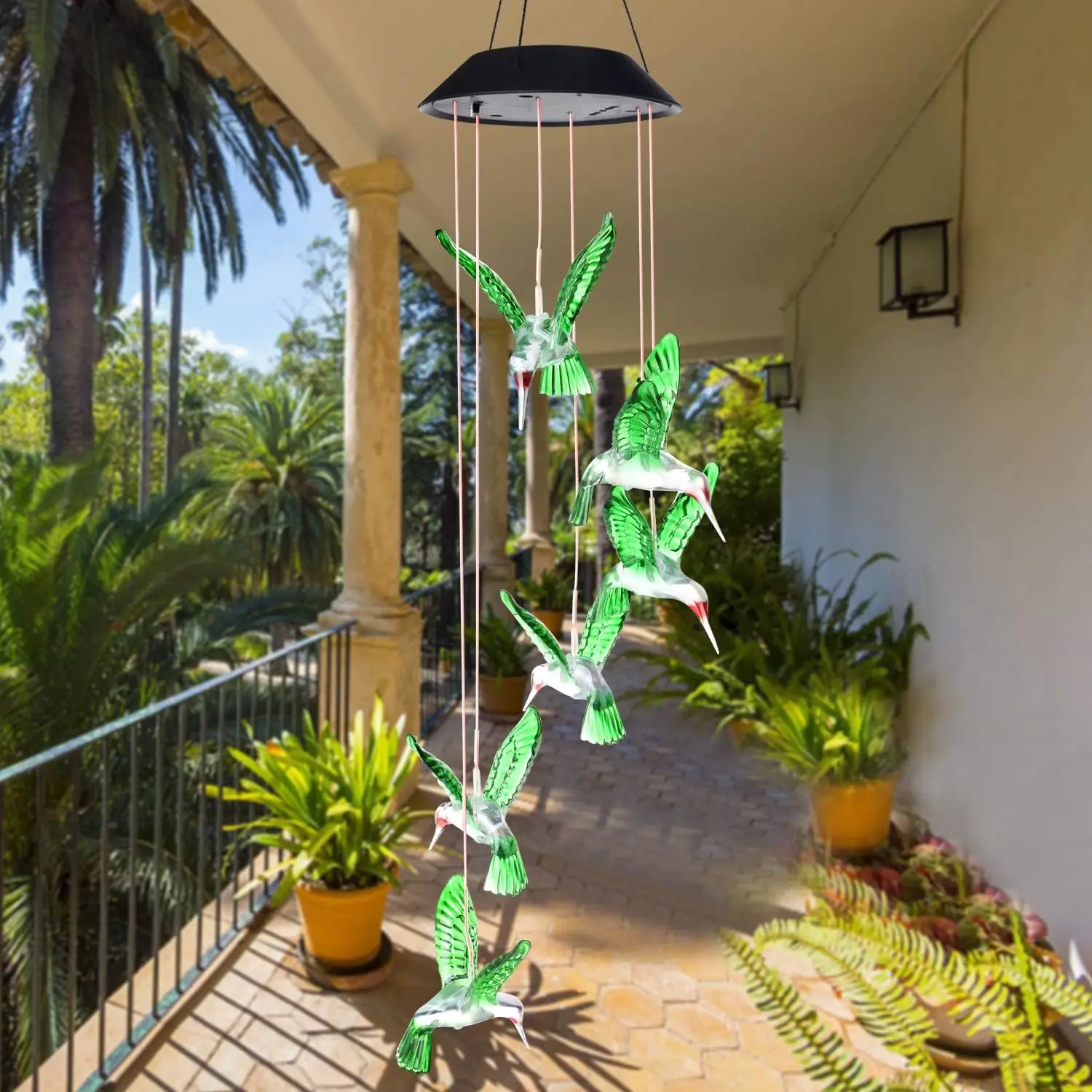 Solar-Powered Hummingbird Design Wind Chime Light, Solar Wind Chimes for Outside, Decorative Wind Chime, Outdoor Hanging Decoration, Garden & Yard Decor, Memorial Wind Chime Garden Accessory