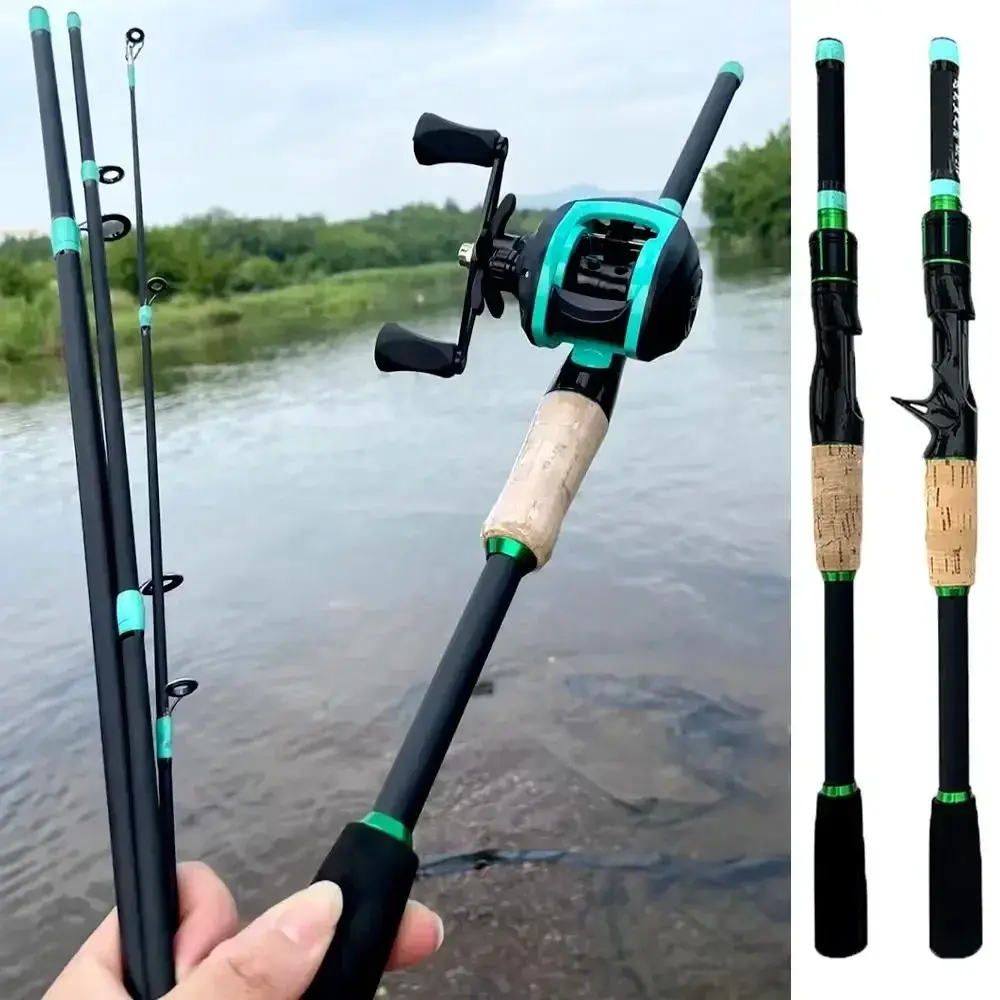 1.8m Portable Travel Lure Rod + Casting Reel Set, Ml Action, Right and Left Hand Reels, Ideal for Stream and Shore Fishing, Fishing Pole Combo, Fishing Rods and Reels
