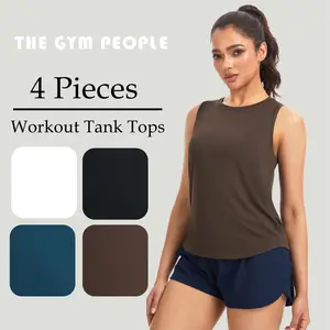 THE GYM PEOPLE Women's 4 Pieces Racerback Workout Tank Tops Soft Breathable Yoga Running Sleeveless Athletic Shirts