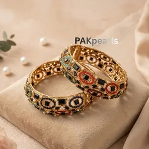 Nauratan Single Multicolor Bangle Openable Indian Pakistani Jewelry Kada Bracelet Sizes 2.4 and 2.6