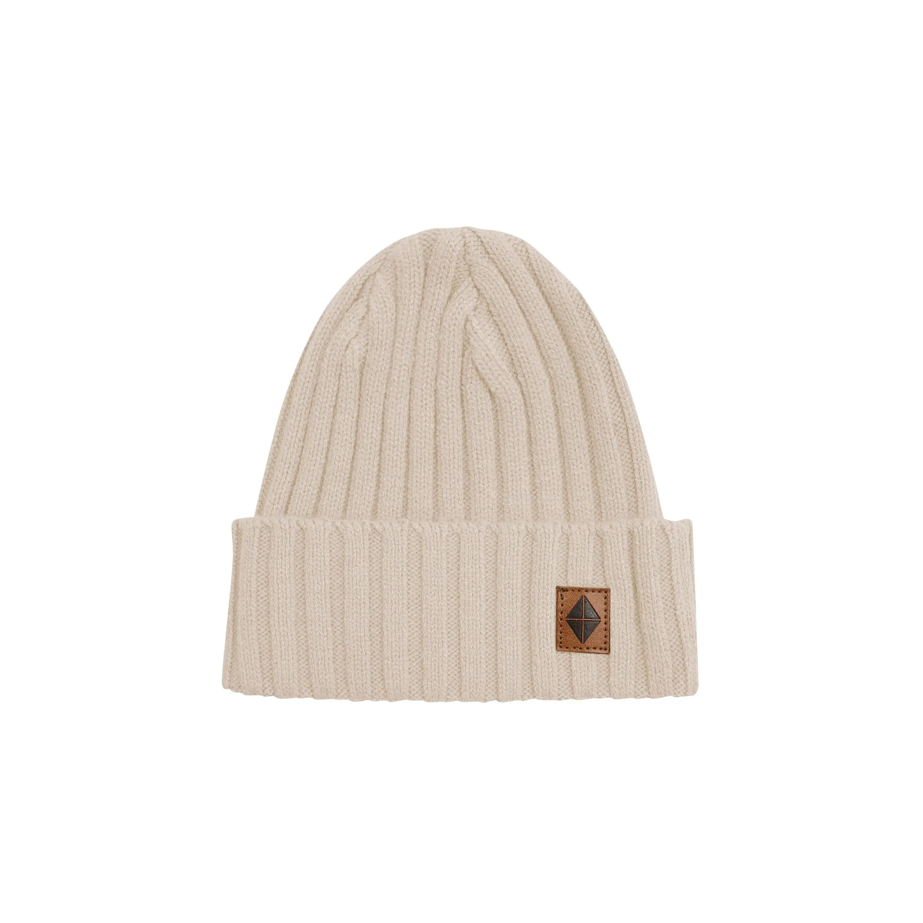 Rib-Knit Beanie for Women in Almond | Soft Chunky Bamboo Blend for Winter | Ultra Stretchy & Gentle on Hair, Rib-Knit Hats