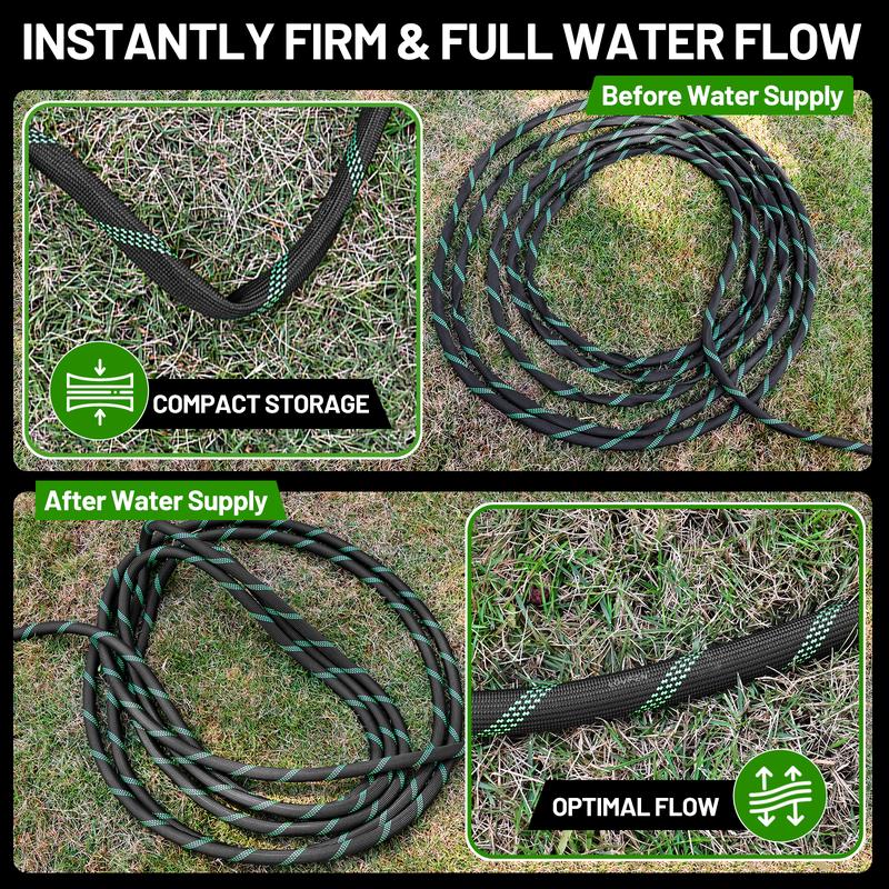 LOVFEN Garden Hose 100 Ft, Kink Free Flexible Water Hose With 10-Pattern Spray Nozzle, Lightweight Hose Pipe, Leak Proof, 3/4" Swivel Connectors, Super Fabric, Portable Storage Strap