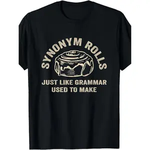 Humorous Grammar Pun Synonym Swing Compatible With Cinnamon Rolls Teacher Humor T Shirt Soft Retro Loose Fit Unisex Gift for Educators and Vocabulary Enthusiasts All Year
