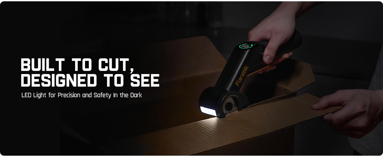 Fanttik R200 Pro BowGuide Electric Cardboard Cutter, Cordless Scissors with LED Display, 2-Speed Adjustable, Rechargeable Powerful Rotary Box Cutter with 2 Blades for Fabric, Carpet, Leather, Cardboard